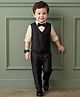 Robo Fry Cotton Woven Full Sleeves Solid Color 3 Piece Party Suit with Bow - Black