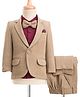 Robo Fry Cotton Woven Full Sleeves Solid 3 Piece Party Suit With Bow - Khaki