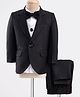 Robo Fry Cotton Woven Full Sleeves Solid Color 4 Piece Party Suit with Bow - Black