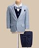 Robo Fry Cotton Woven Full Sleeves Checkered 4 Piece Party Suit with Bow - Light Blue