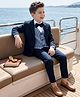 Robo Fry Cotton Woven Full Sleeves Solid Color 4 Piece Party Suit with Bow - Navy Blue