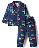 Enfance Core Full Sleeves Construction Vehicles Printed Coordinating Night Suit Set - Navy Blue