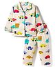Enfance Core Full Sleeves Vehicles Printed Coordinating Night Suit Set - Cream