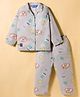 Enfance Core Full Sleeves Swimming Animals Printed Coordinating Night Suit Set - Grey
