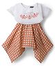 Enfance Core Half Sleeves Butterfly Embroidered & Checked Asymmetrical Poncho Style Dress - Orange