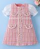Mark & Mia Half Puffed Sleeves Checkered Party Dress - Pink