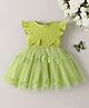Mark & Mia Frill Sleeves Party Dress with Bow & Butterfly Applique - Green