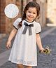 Mark & Mia Half Sleeves Frock With Bow Applique - White