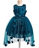 Enfance Sleeveless Floral & Bow Applique Detailed Knee Length High Low Dress - Persian Blue