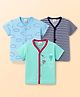 Mini Donuts Sinker Knit Half Sleeves Jhablas With Text Print Pack Of 3 - Light Blue Navy Blue & Aqua