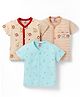 Mini Donuts Sinker Knit Half Sleeves Jhablas With Animal & Snowflake Print Pack of 3 - Beige Tan & Sea Green