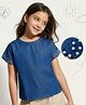 Arias Cotton Woven Half Sleeves Top With Studs - Blue