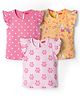Babyhug Cotton Knit Frill Sleeves T-Shirts with Jungle Theme Print Pack of 3 - Multicolor