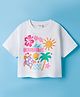 Babyhug Cotton Knit Half Sleeves Oversized T-Shirt with Tropical Theme Print - White