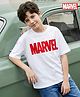 Honeyhap Marvel Terry Knit Half Sleeves Drop Shoulder T-Shirt With Marvel Print - White