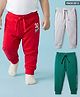 Babyhug Single Jersey Knit Full Length Solid Lounge Pants with Text Print Pack of 3 - Green Red & Grey
