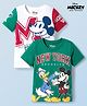 HoneyHap Disney Cotton Knit Half Sleeves Drop Shoulder  T-Shirts with Mickey & Friends Graphics Pack of 2 - Multicolour