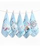 Baby Moo Animal Appetites Pack of 5 Muslin Napkin - Blue