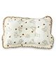 Baby Moo Rectangular Teddy Print Breathable Muslin Head Shaping Neck Support Pillow - Cream