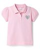 Babyhug Cotton Knit Half Puffed Sleeves Polo T-Shirt with Heart Print - Pink