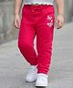 Babyhug Single Jersey Knit Full Length Lounge Pant with Butterfly Print - Red