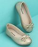Pine Kids Solid Colour Slip On Ballerina with Bow Applique -  Golden