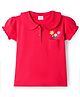 Babyhug Cotton Knit Half Puffed Sleeves Polo T-Shirt with Floral Print - Red