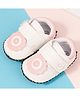 Neska Moda Floral Applique Detailed Velcro Closure Booties - White & Pink