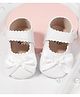 Neska Moda Fancy Anti Slip Bow Applique Detailed Velcro Closure Ballerinas - White