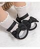 Neska Moda Anti Slip Bow Applique Detailed Velcro Closure Sandals - Black