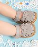 Neska Moda Anti Slip Floral Applique Detailed Velcro Closure Sandals - Grey