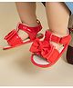 Neska Moda Anti Slip Bow Applique Detailed Velcro Closure Sandals - Red
