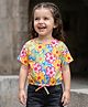 Babyhug Cotton Knit Half Sleeves Oversized T-Shirt with Floral Print - Multicolor
