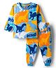 Babyhug Cotton Knit Full Sleeves Co-ords Night Suit With Dino Print - Blue Yellow & Light Blue