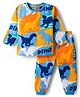 Babyhug Cotton Knit Full Sleeves Co-ords Night Suit With Dino Print - Blue Yellow & Light Blue