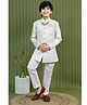 Ahhaaaa Viscose Woven Full Sleeves Geometric Shape Embroidered Sherwani & Pant Set - White