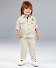 BAD BOYS Cotton Knit Full Sleeves Patch Detailed Shirt With Tee & Pants Set- Khaki