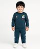 BAD BOYS Cotton Knit Full Sleeves Fire Wheels Text Printed Tee & Pants Set - Blue