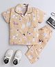 The Magic Wand Cotton Woven Half Sleeves Dogs Printed Coordinating Night Suit Set - Beige
