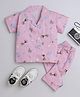 The Magic Wand Cotton Woven Half Sleeves Animals  Printed Coordinating Night Suit Set - Pink
