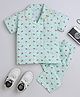 The Magic Wand Cotton Woven Half Sleeves Cherry Printed Coordinating Night Suit Set- Green