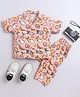 The Magic Wand Poplin Cotton Woven Half Sleeves Fruits Printed Coordinating Night Suit Set - Peach