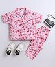The Magic Wand Poplin Cotton Woven Half Sleeves Animals Printed Coordinating Night Suit Set - Pink
