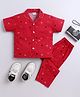 The Magic Wand Cotton Woven Half Sleeves Headphones & Mobile Printed Coordinating Night Suit Set - Maroon