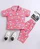 The Magic Wand Cotton Woven Half Sleeves Unicorn Printed Coordinating Night Suit Set - Pink