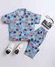 The Magic Wand Cotton Woven Half Sleeves Donuts Printed Coordinating Night Suit Set - Blue