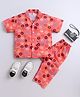 The Magic Wand Cotton Woven Half Sleeves Donuts Printed Coordinating Night Suit Set - Orange