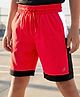 Pine Active Woven Knee Length Shorts With Cut & Sew Design - Red