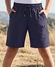 Pine Active Woven Knee Length Stretch Solid Shorts - Navy Blue