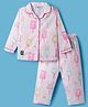 Enfance Core Full Sleeves Animal Shaped Popsicle Printed Coordinating Night Suit Set - Pink